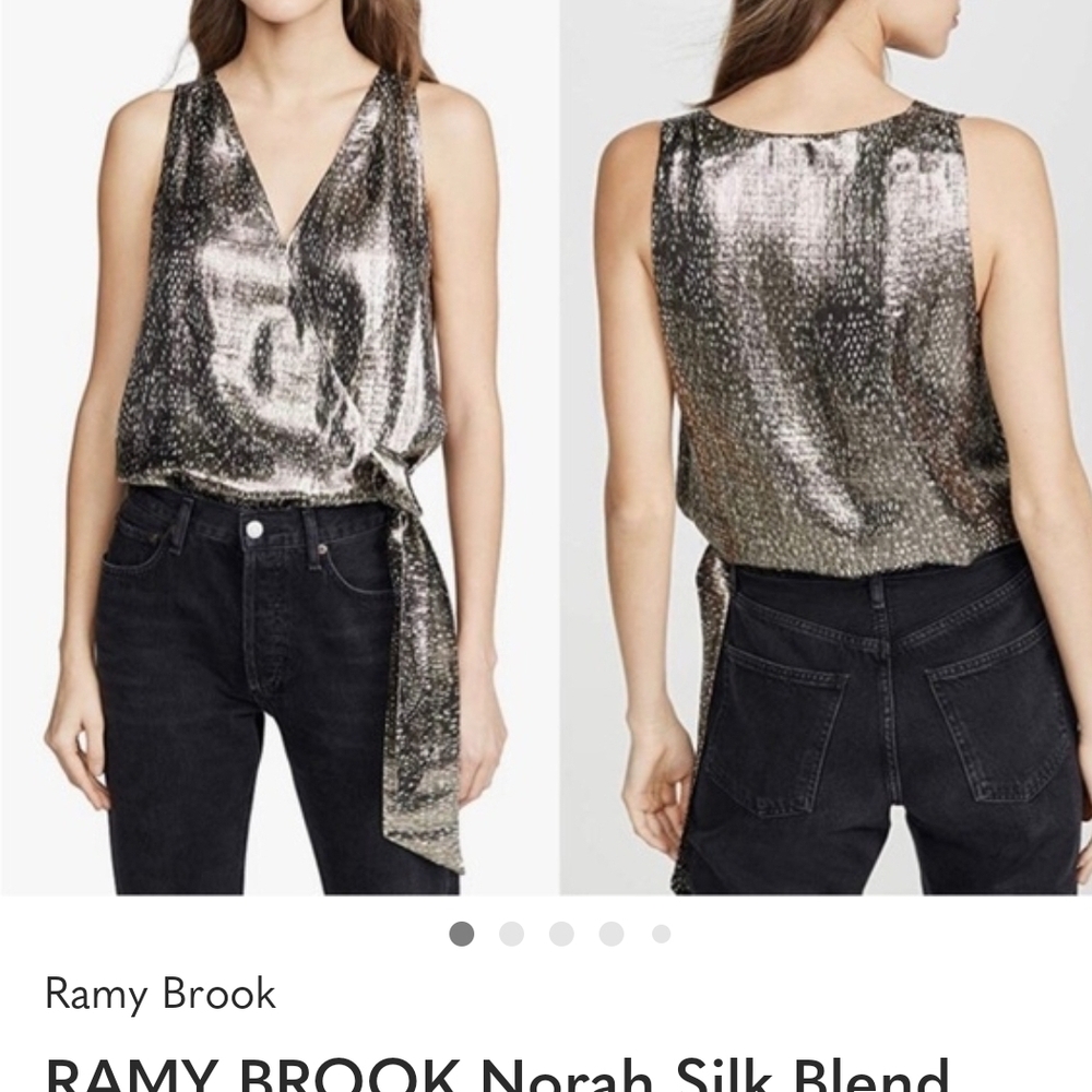 Ramy Brook Shimmering Silver Wrap Blouse